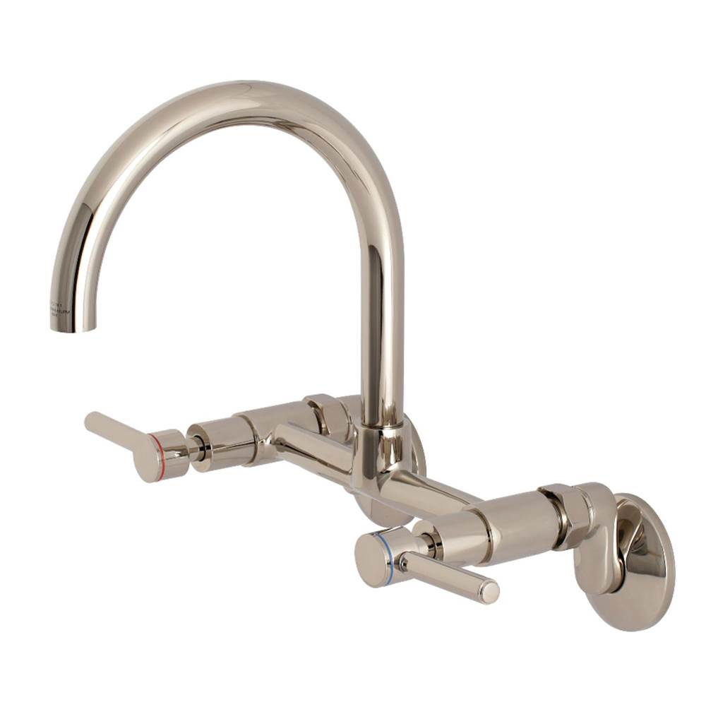 Kingston Brass Concord 8-Inch Adjustable Center Wall Mount Kitchen Faucet, Polished Nickel