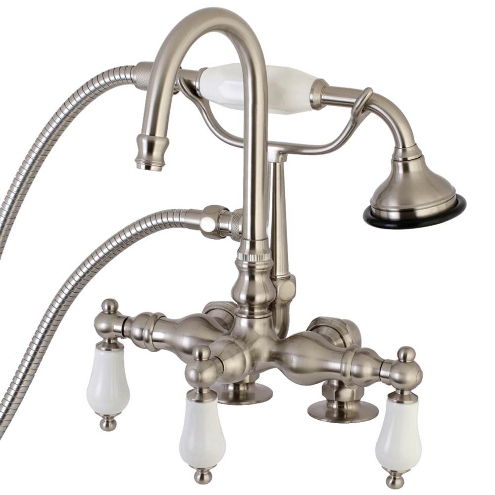 Kingston Brass Aqua Vintage Clawfoot Tub Faucet with Hand Shower, Brushed Nickel
