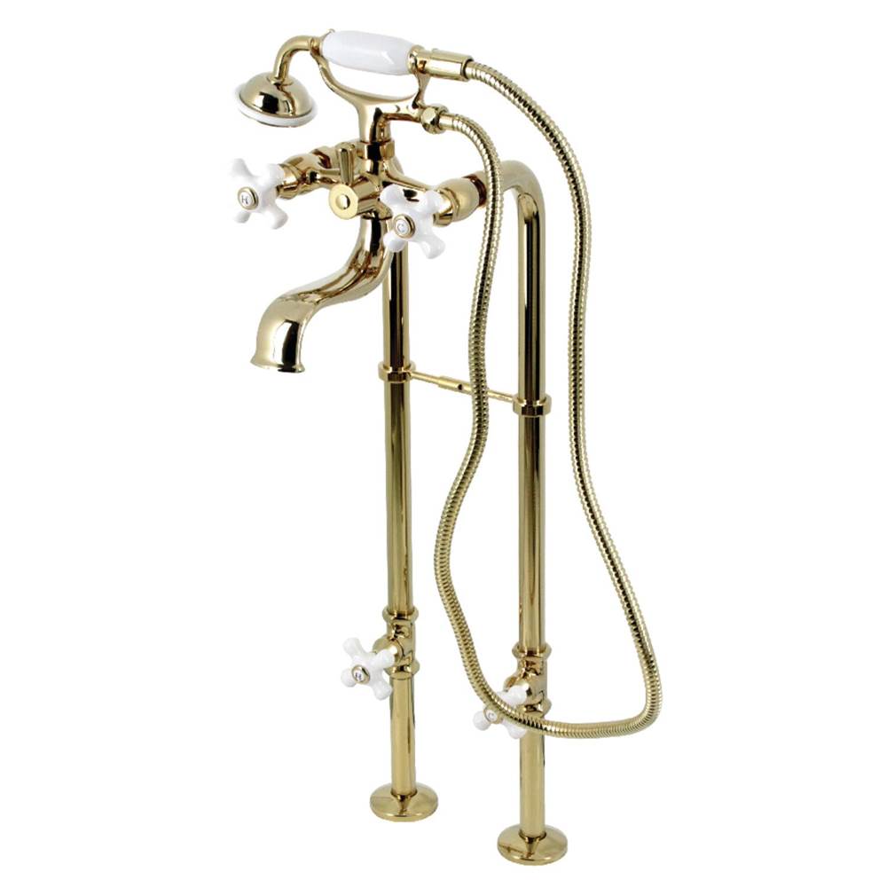 Kingston Brass Kingston Brass CCK226PXK2 Kingston Freestanding Clawfoot Tub Faucet Package with Supply Line, Polished Brass