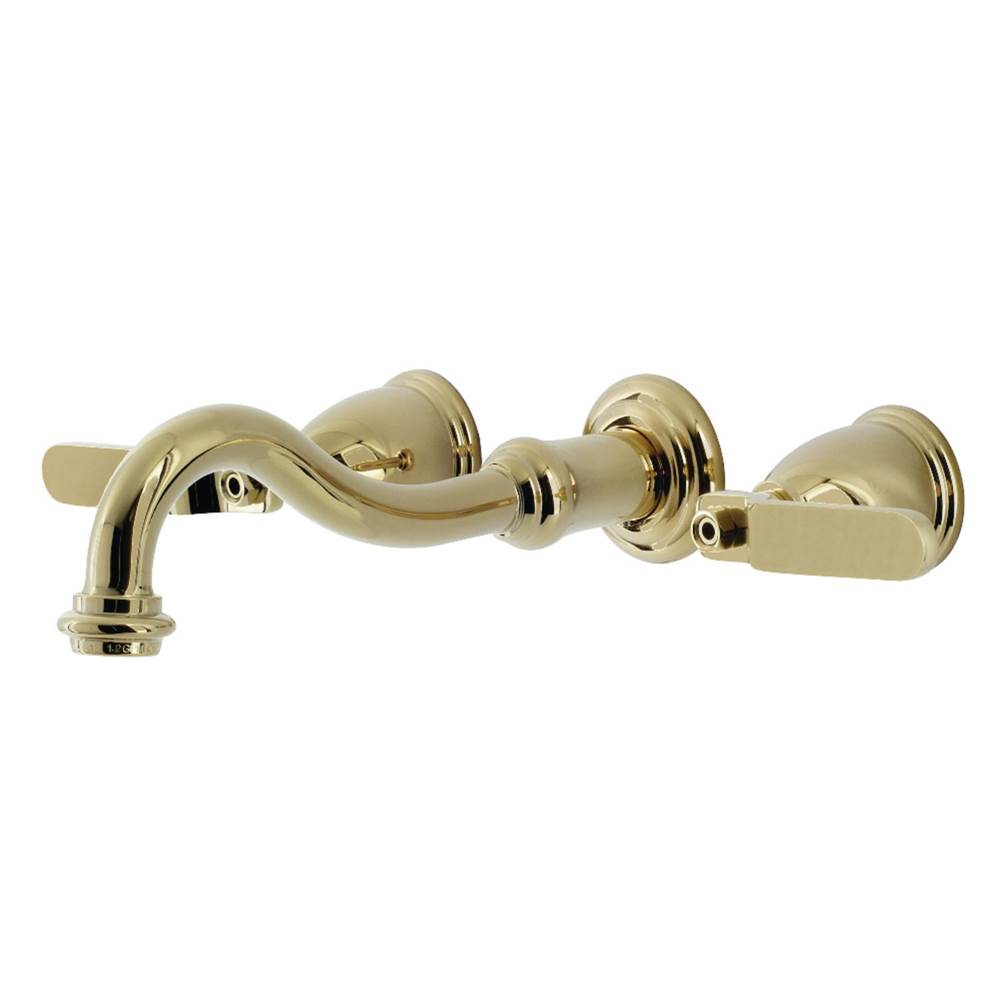 Kingston Brass Whitaker Two-Handle Wall Mount Bathroom Faucet, Polished Brass