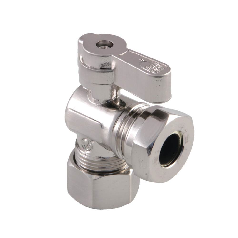 Kingston Brass 5/8'' OD Comp X 1/2'' or 7/16'' Slip Joint Angle Stop Valve, Brushed Nickel