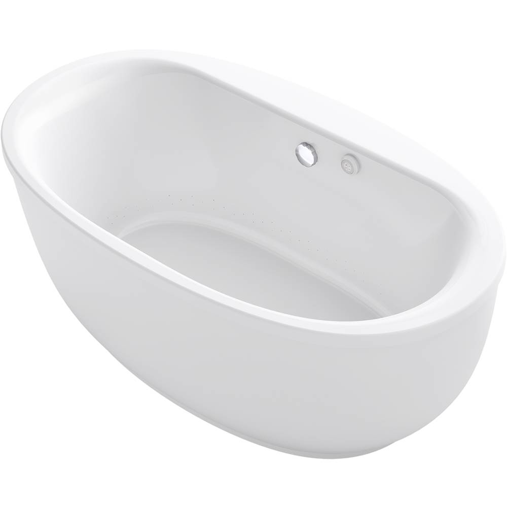 Kohler Sunstruck® 65-1/2'' x 35-1/2'' freestanding Heated BubbleMassage™ air bath with Bask® heated surface and fluted shroud