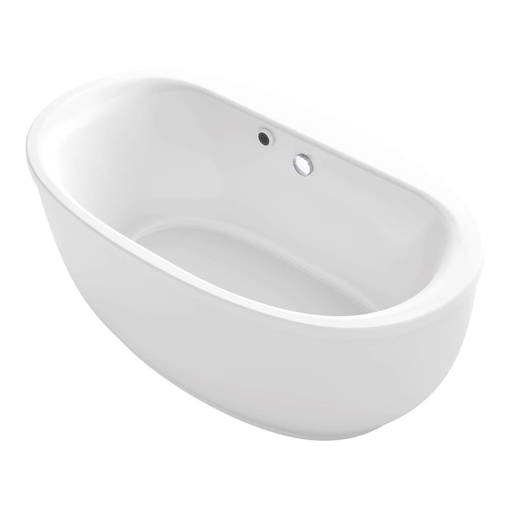 Kohler Sunstruck® 65-1/2'' x 35-1/2'' oval freestanding bath with Bask® heated surface and fluted shroud