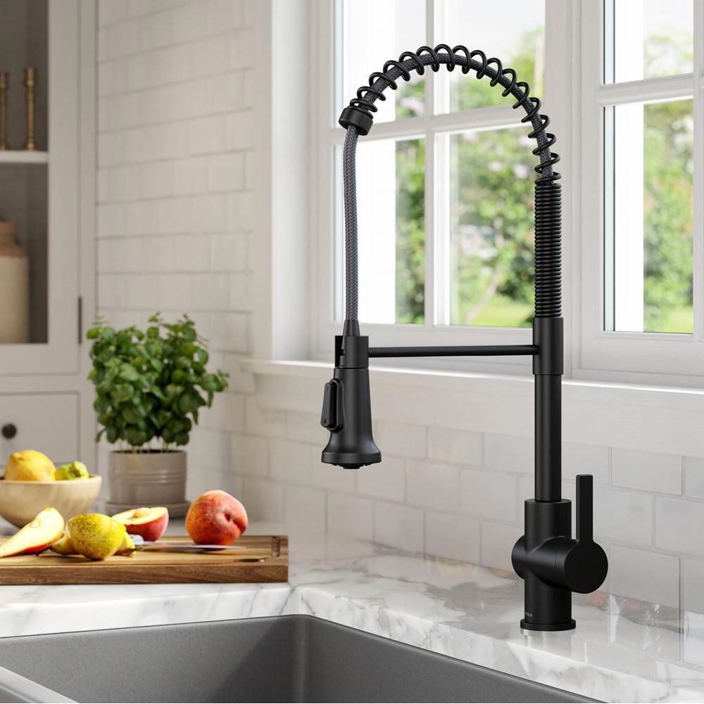 Kraus Britt™ Commercial Style Pull-Down Single Handle Kitchen Faucet in Matte Black