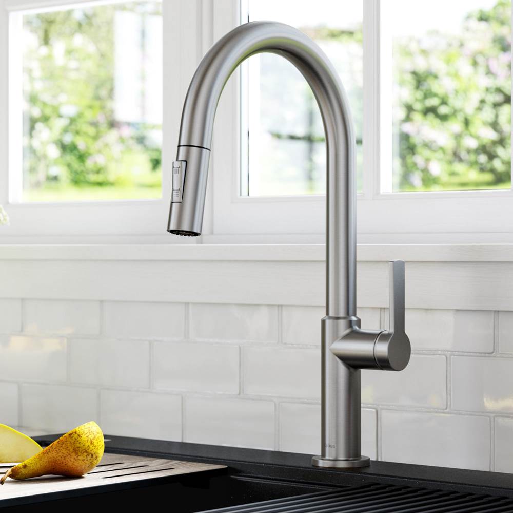 Kraus Oletto Single Handle Pull-Down Kitchen Faucet in Spot Free Stainless Steel