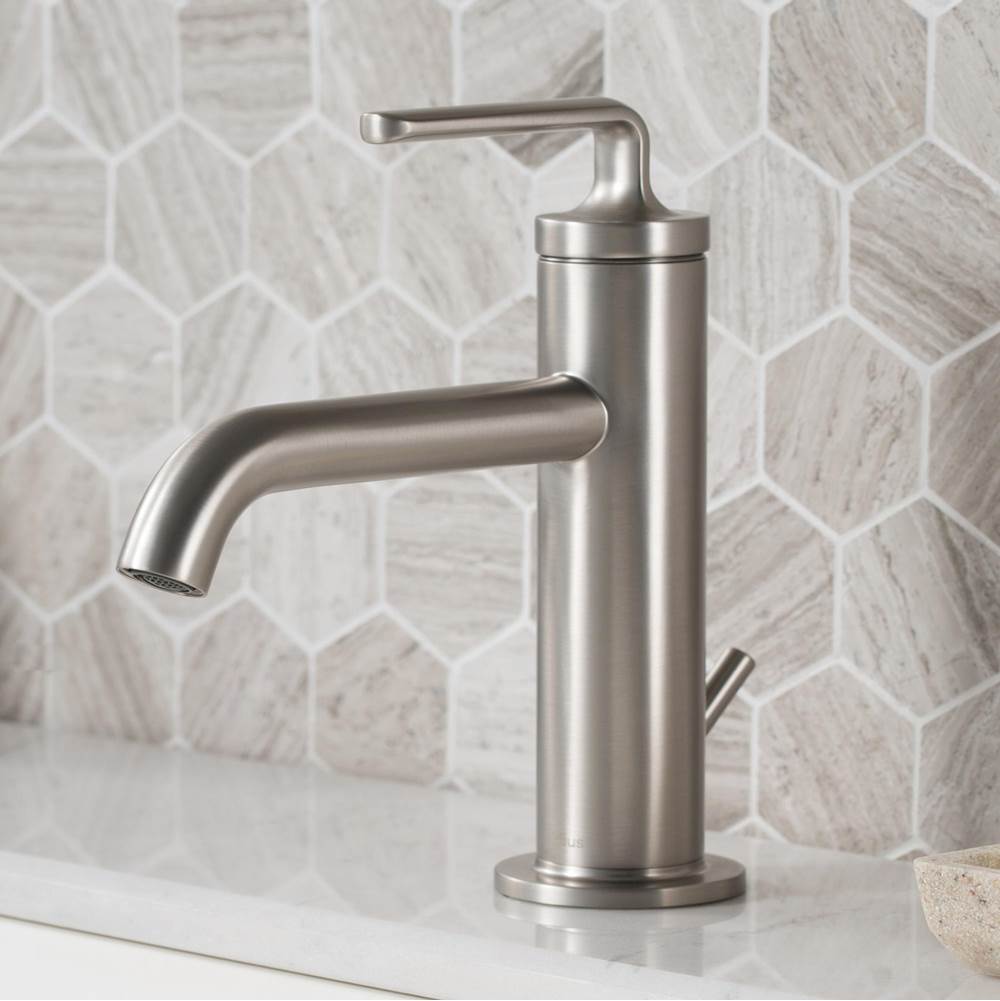 Kraus Ramus Single Handle Bathroom Sink Faucet with Lift Rod Drain in Spot Free Stainless Steel (2-Pack)