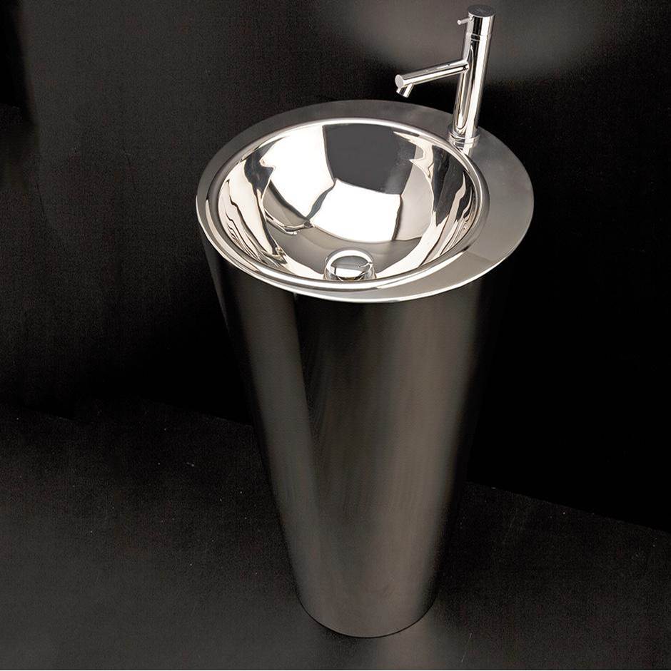 Lacava Free-standing stainless steel column pedestal Bathroom Sink without an overflow.