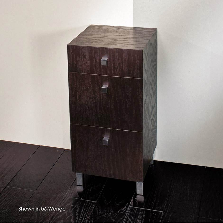 Lacava Free-standing cabinet with three drawers, polished chrome pulls and polished stainless steel legs included, 13 3/8''W, 13 3/8''D, 27 1/2''H.