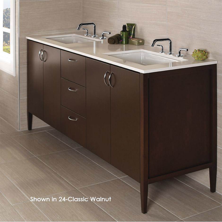 Lacava Free-standing under-counter double vanity with two sets of doors and three drawers(pulls included).