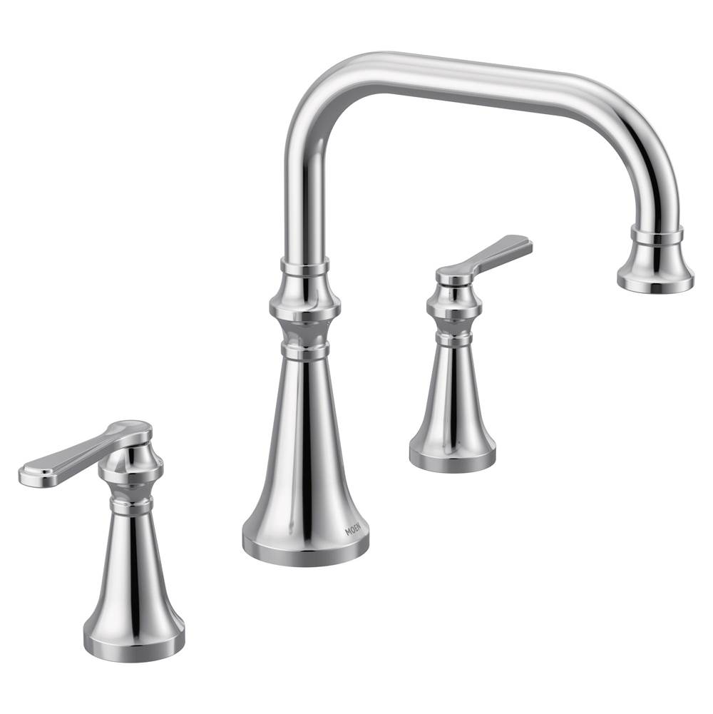 Moen Colinet Two Handle Deck-Mount Roman Tub Faucet Trim with Lever Handles, Valve Required, in Chrome