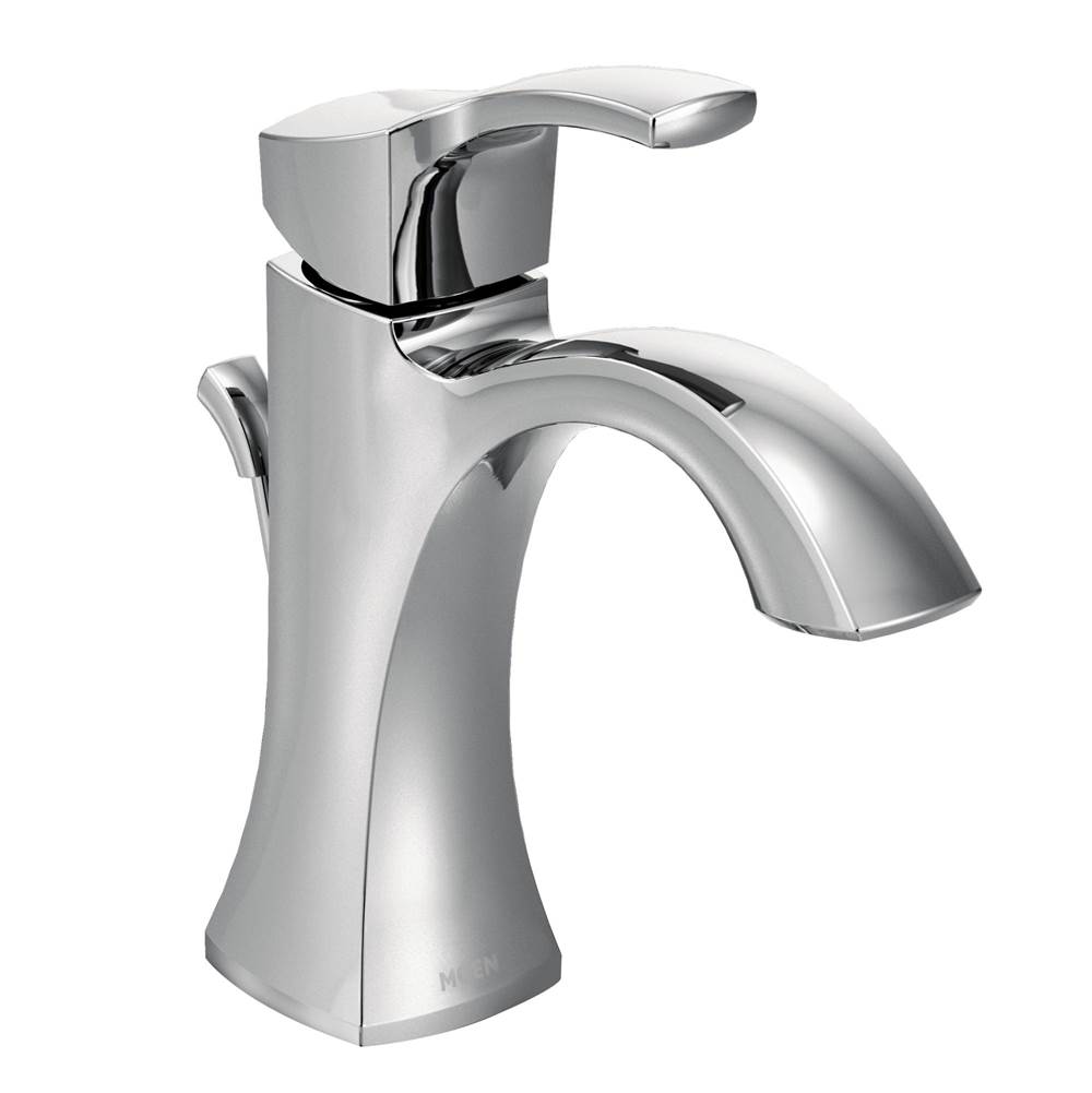 Moen Voss One-Handle Single Hole Bathroom Sink Faucet with Optional Deckplate, Chrome