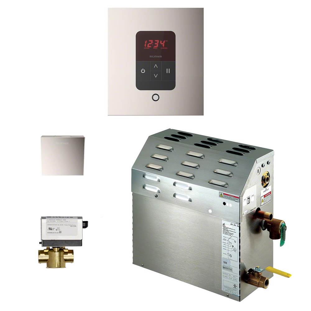Mr. Steam 5kW Steam Bath Generator with iTempo AutoFlush Square Package in Polished Nickel
