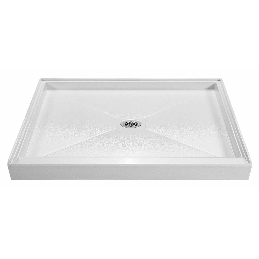 MTI Baths 6042 Acrylic Cxl Center Drain 60'' Threshold 3-Sided Integral Tile Flange - Biscuit