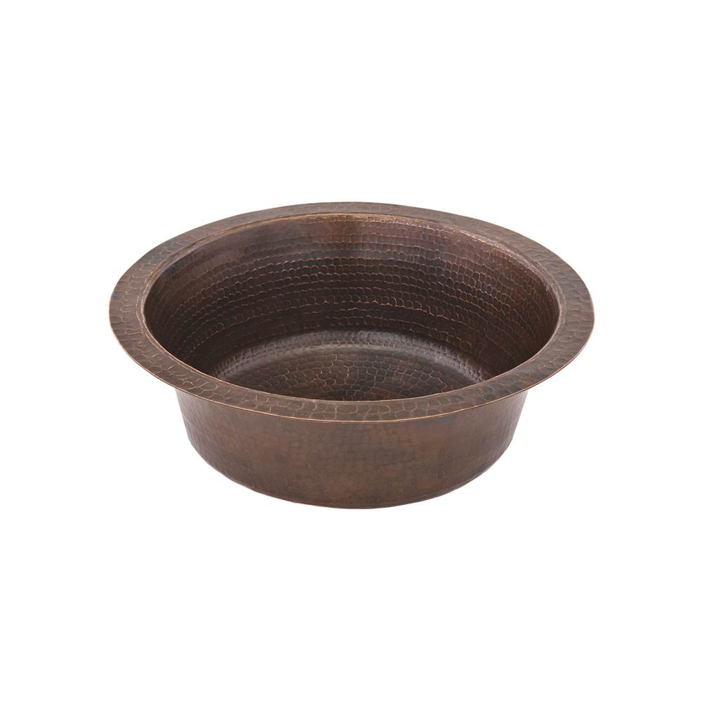 Premier Copper Products 14'' Round Hammered Copper Prep Sink w/ 3.5'' Drain Size