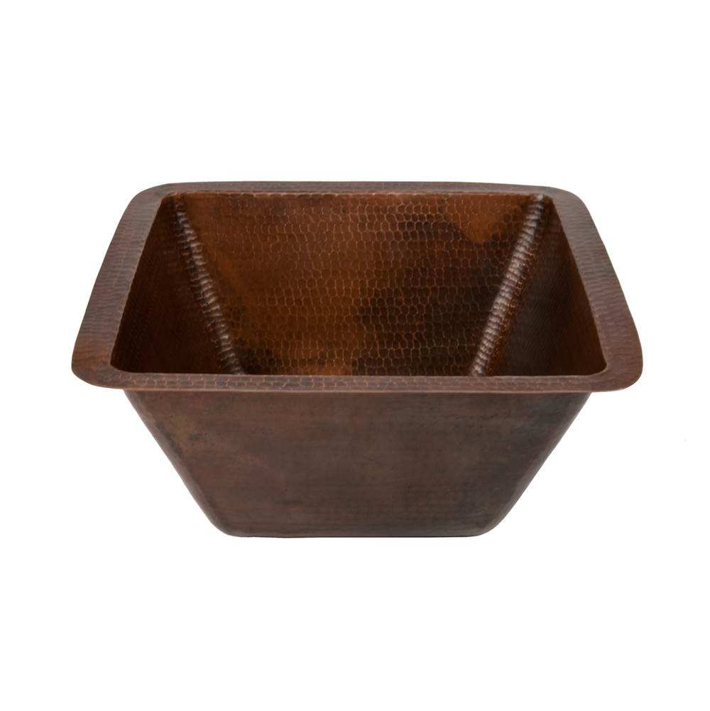 Premier Copper Products 15'' Square Hammered Copper Bar/Prep Sink w/ 2'' Drain Size