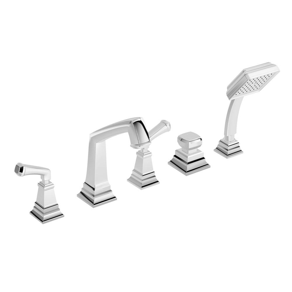Symmons Oxford 2-Handle Deck Mount Roman Tub Faucet with Hand Shower in Polished Chrome